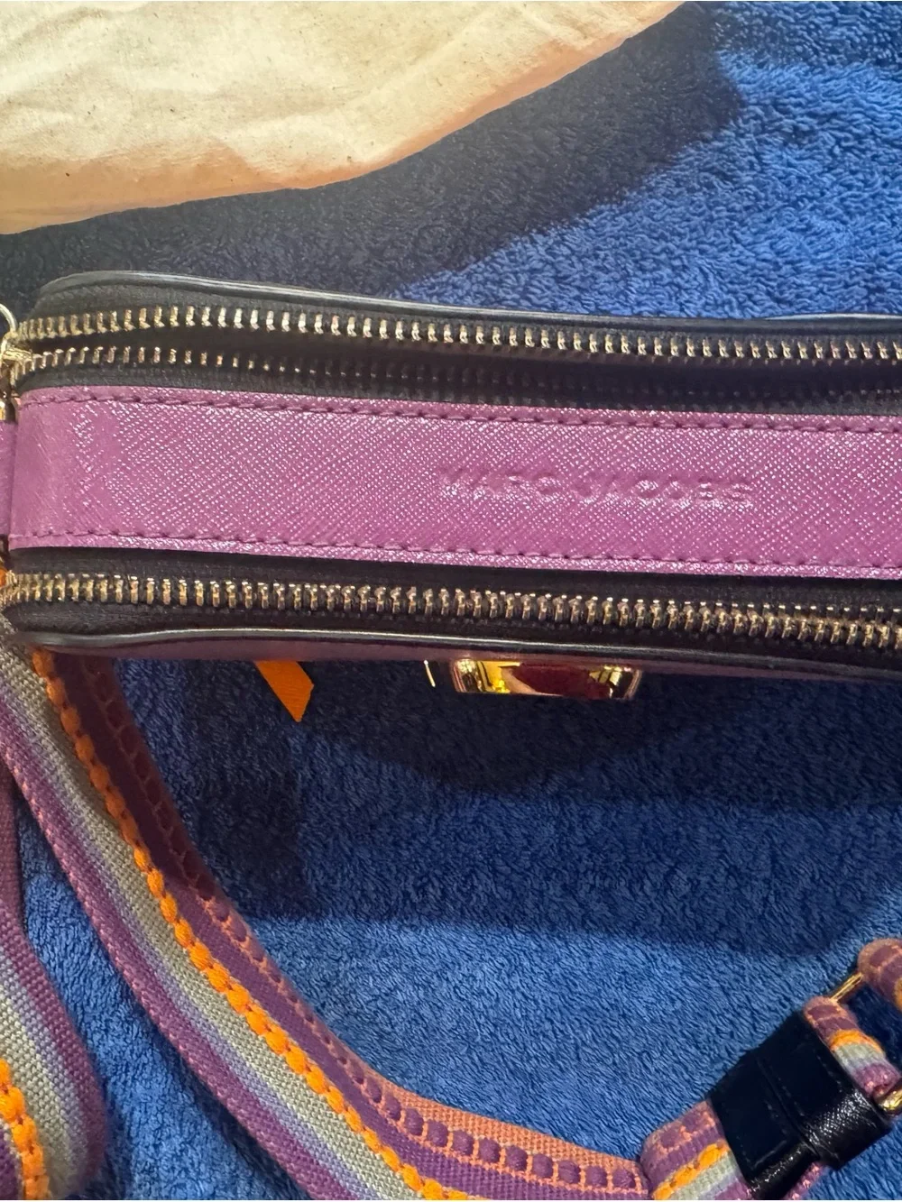 Marc Jacobs Lavender Mixed-Panel Snapshot Crossbody with Gold Hardware